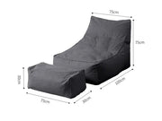 Bean Bag Lounger with Footstool-Grey by Loveliving