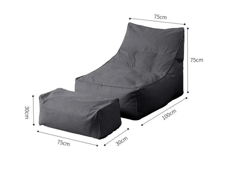 Bean Bag Lounger with Footstool-Grey by Loveliving