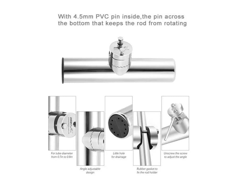 26-32mm Clamp-on Stainless Steel Fishing Rod Holder by Loveliving