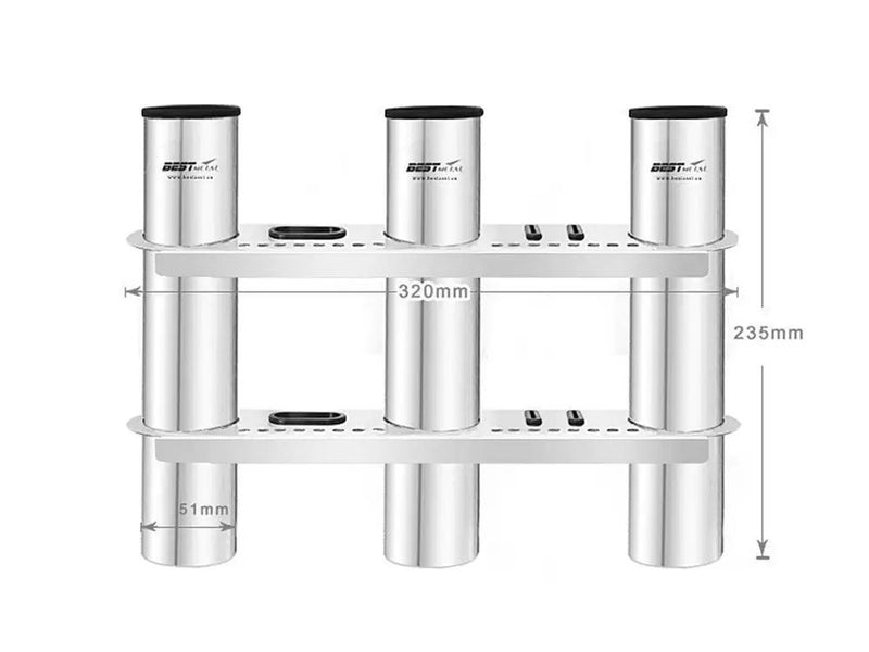 Stainless Steel Triple Fishing Rod Holder by Loveliving