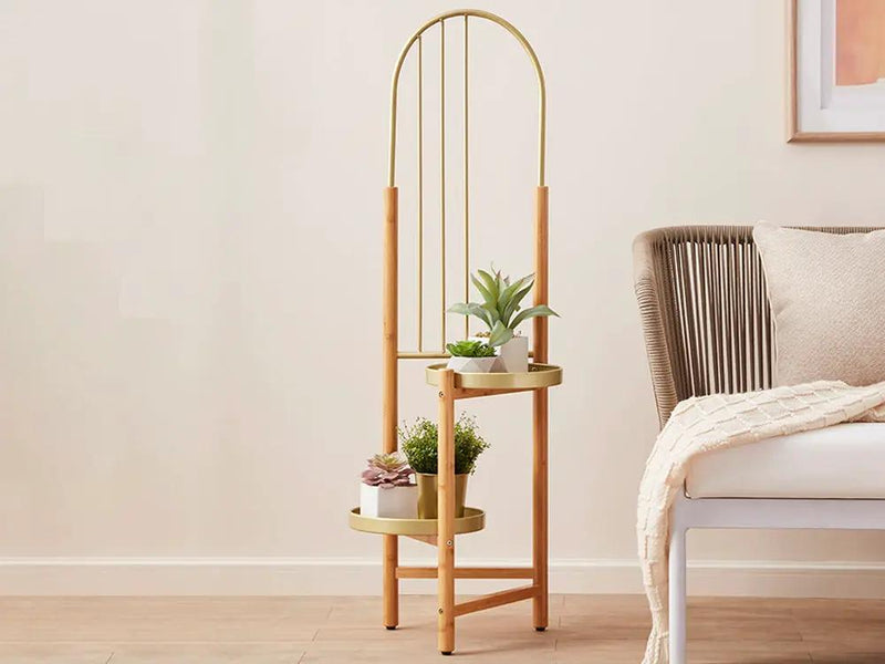 2 Tier Clamping Plants Stand/Display Rack-Natural by Loveliving