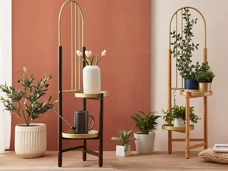 2 Tier Clamping Plants Stand/Display Rack-Natural by Loveliving