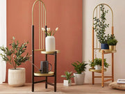 2 Tier Clamping Plants Stand/Display Rack-Dark Walnut by Loveliving