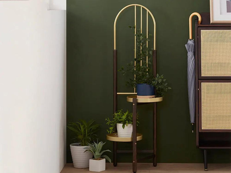 2 Tier Clamping Plants Stand/Display Rack-Dark Walnut by Loveliving