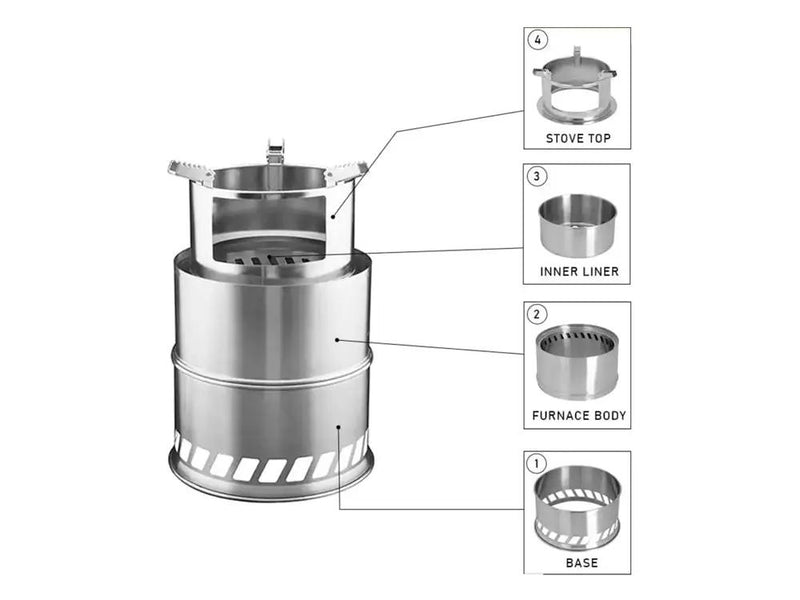 Portable Stainless Steel Camping Wood Stove-Large by Loveliving