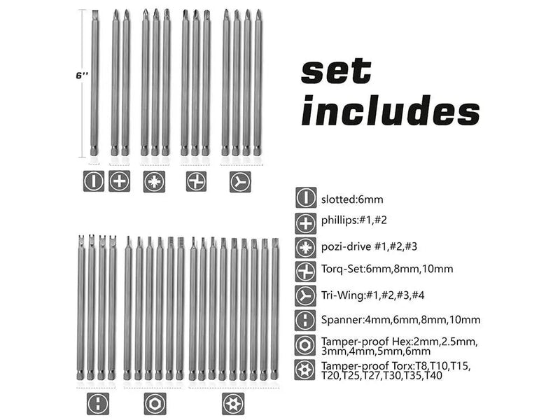 32PCS 150mm Extra Long Safety Screwdriver Bit Set by Loveliving
