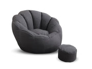 Bean Bag Armchair Cover with Footstool-Dark Grey by Loveliving