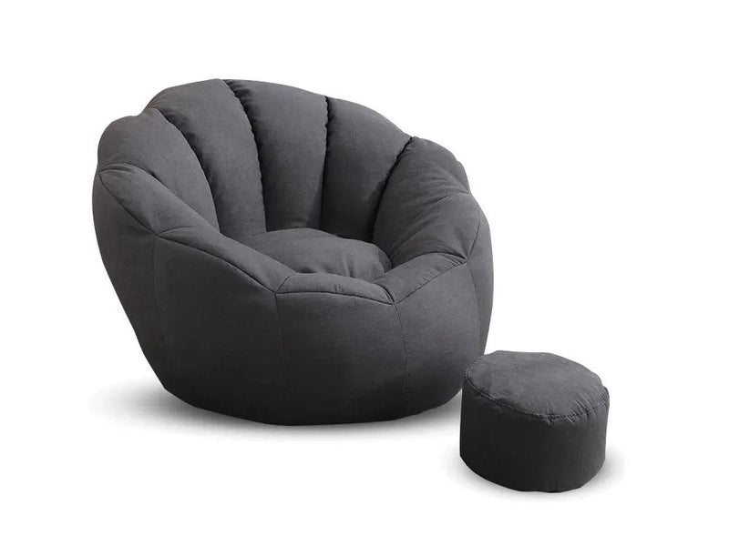 Bean Bag Armchair Cover with Footstool-Dark Grey by Loveliving