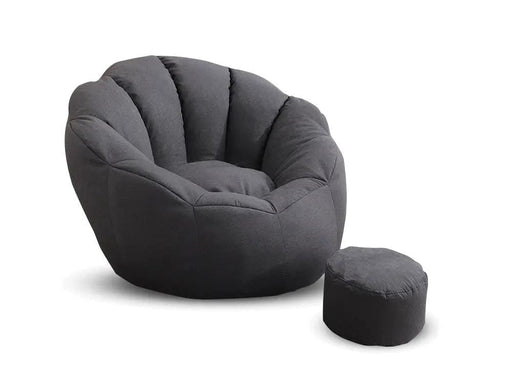 Loveliving Bean Bag Bean Bag Armchair Cover with Footstool-Dark Grey Bean Bag Armchair Cover with Footstool-Dark Grey