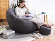 Bean Bag Armchair Cover with Footstool-Dark Grey by Loveliving