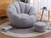 Bean Bag Armchair Cover with Footstool-Light Grey by Loveliving