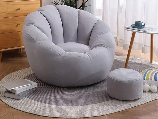 Loveliving Bean Bag Bean Bag Armchair Cover with Footstool-Light Grey Bean Bag Armchair Cover with Footstool-Light Grey