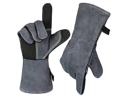 500°C - Cowhide Leather Heat Resistant BBQ Grill Gloves by Loveliving