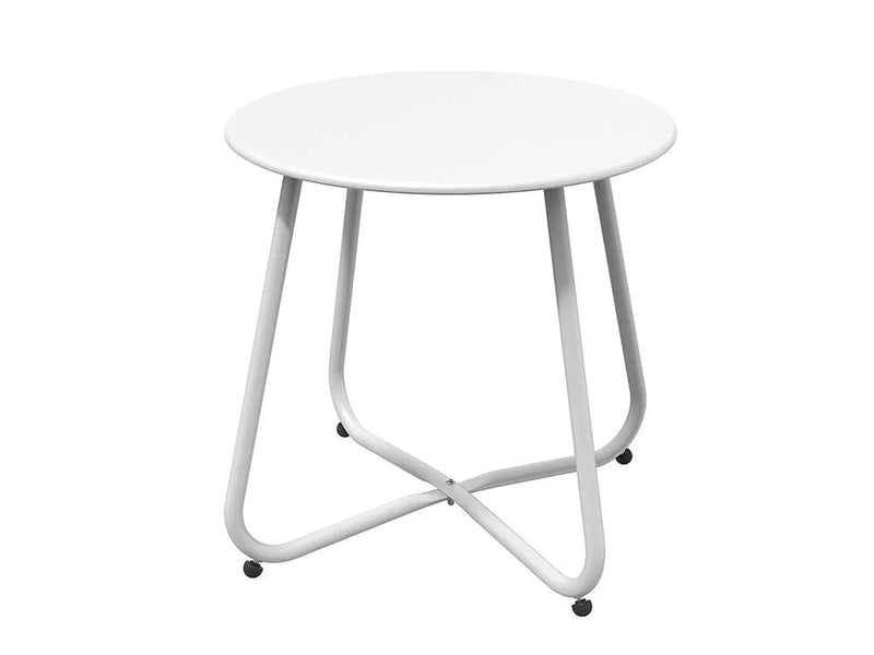 Round Metal Side Table-White by Loveliving