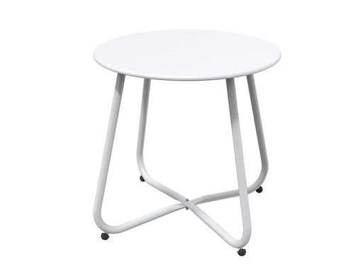 Loveliving Furniture Round Metal Side Table-White Round Metal Side Table-White