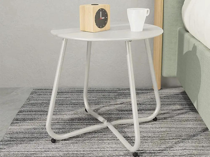 Round Metal Side Table-White by Loveliving