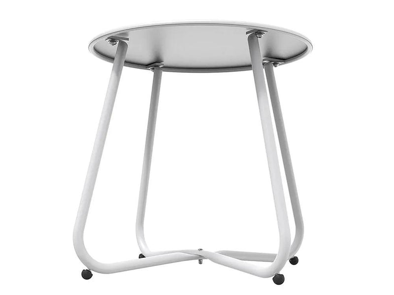 Round Metal Side Table-White by Loveliving