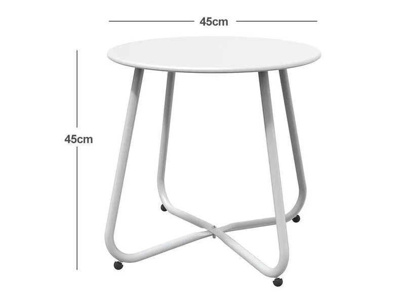 Round Metal Side Table-White by Loveliving