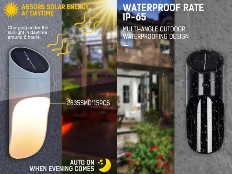 LED Solar Wall Light/Waterproof Garden Lamp-Black by Loveliving