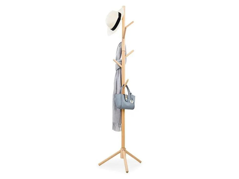Solid Wood Coat Rack with 8 Hooks - Nature by Loveliving