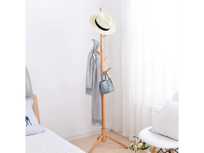 Solid Wood Coat Rack with 8 Hooks - Nature by Loveliving