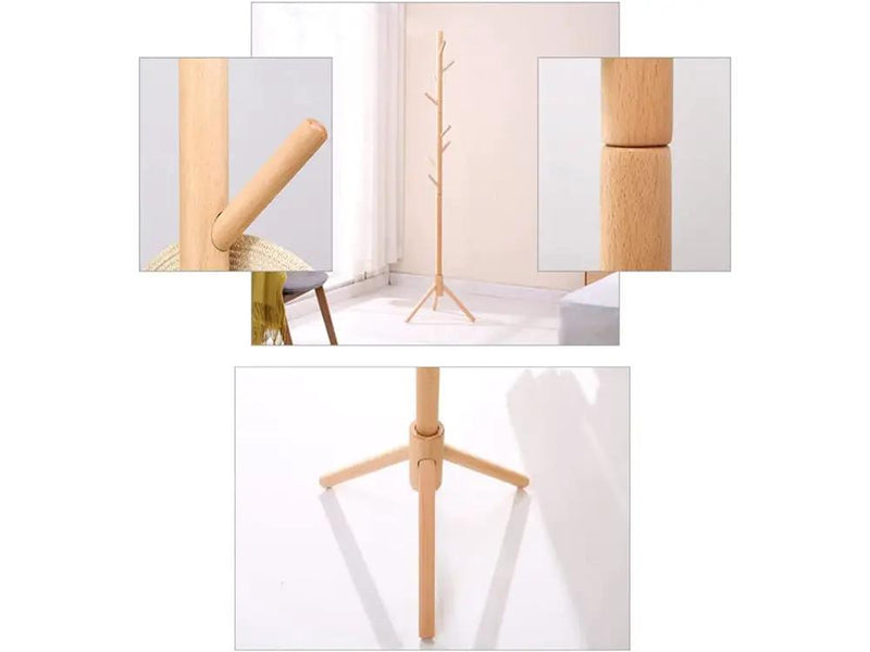 Solid Wood Coat Rack with 8 Hooks - Nature by Loveliving