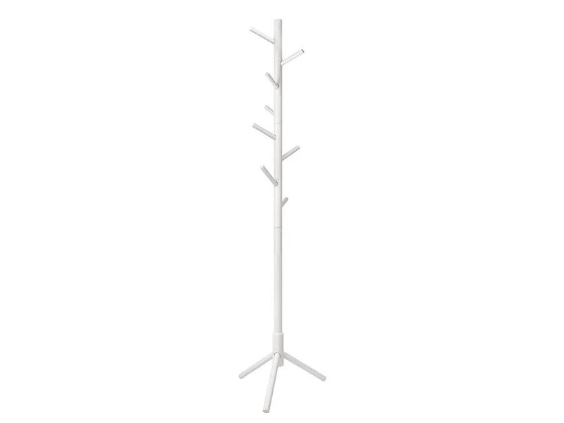 Solid Wood Coat Rack with 8 Hooks - White by Loveliving