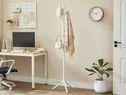Solid Wood Coat Rack with 8 Hooks - White by Loveliving