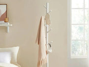 Solid Wood Coat Rack with 8 Hooks - White by Loveliving