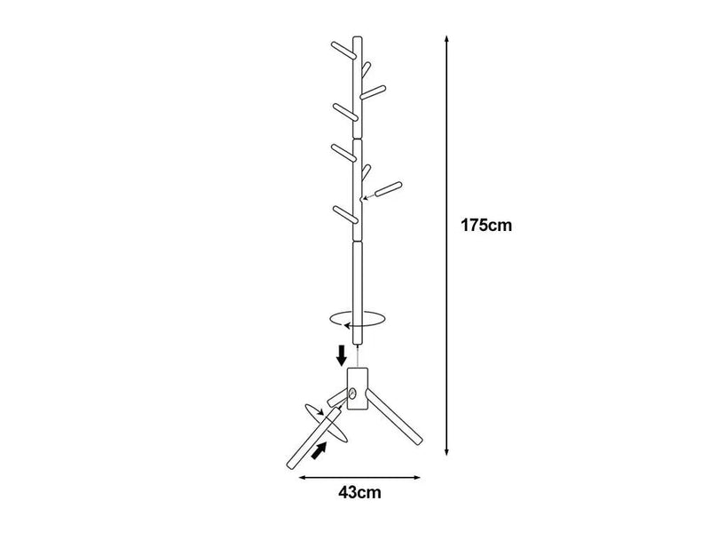 Solid Wood Coat Rack with 8 Hooks - White by Loveliving