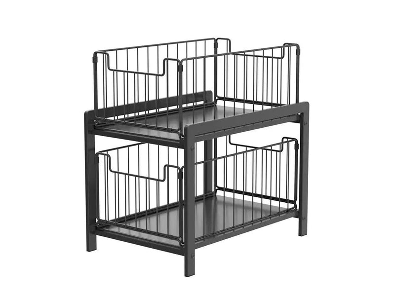 2 Tier Sliding Basket Organizer for Cabinets by Loveliving