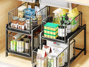 2 Tier Sliding Basket Organizer for Cabinets by Loveliving