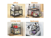 2 Tier Sliding Basket Organizer for Cabinets by Loveliving