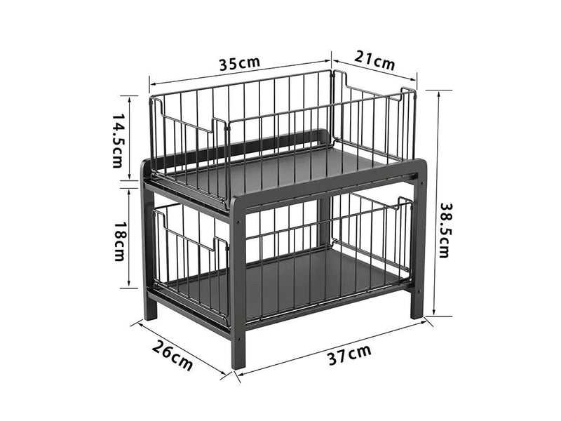 2 Tier Sliding Basket Organizer for Cabinets by Loveliving