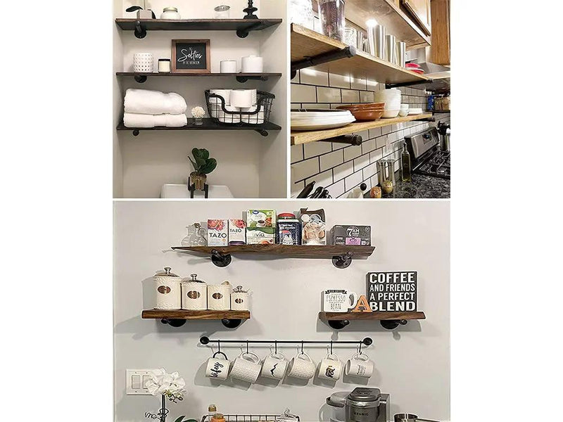 Pipe Shelf Brackets for DIY Floating Shelves-Set of 6 by Loveliving