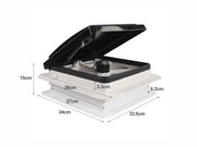RV Roof Vent Fan 12V with Manual Riser Black Lid 280X280mm by Loveliving