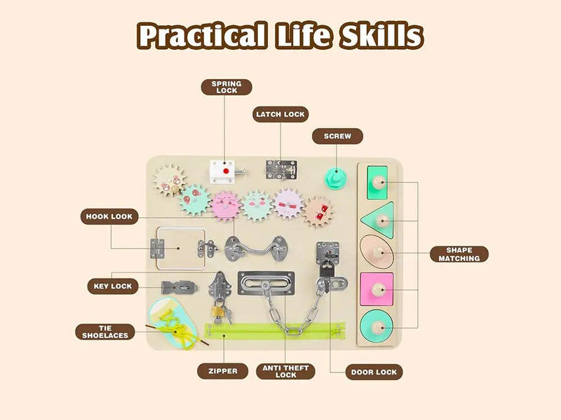 Montessori Activity Educational Learning Busy Board by Loveliving