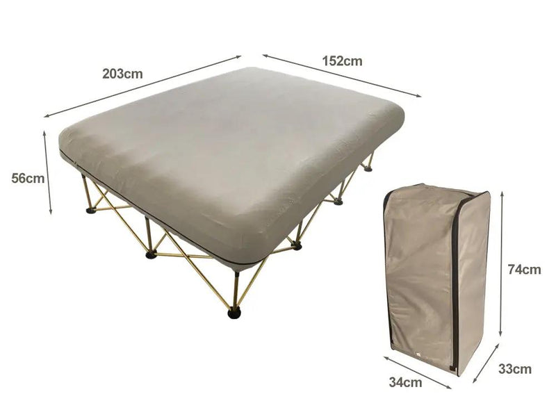 Folding Camping Bed with Inflatable Air Mattress and Carry Bag-Queen by Loveliving