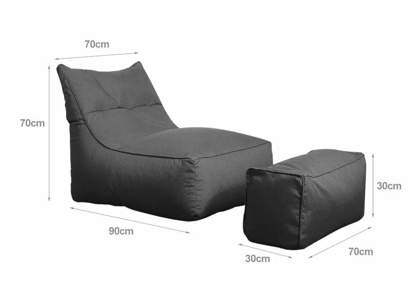 1200D Oxford Outdoor Bean Bag Lounger with Footstool - Grey by Loveliving