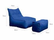1200D Oxford Outdoor Bean Bag Lounger with Footstool - Blue by Loveliving
