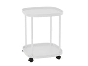 2-Tier Side Table with Wheels-White by Loveliving
