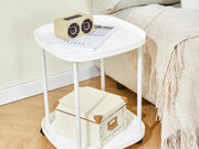 2-Tier Side Table with Wheels-White by Loveliving