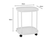 2-Tier Side Table with Wheels-White by Loveliving