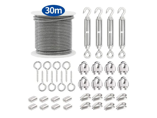 30m Wire Rope Cable Hooks Hanging DIY Kit by Loveliving