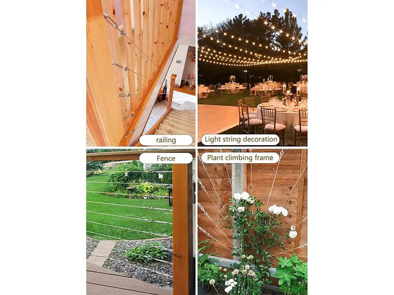 30m Stainless Steel Wire Rope Kit With Hooks And Ferrules For Hanging Projects