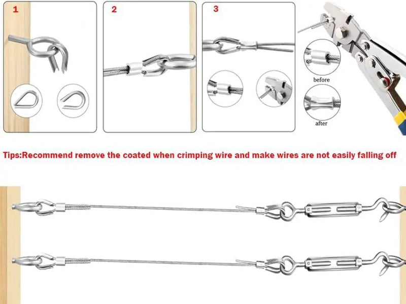 30m Wire Rope Cable Hooks Hanging DIY Kit by Loveliving