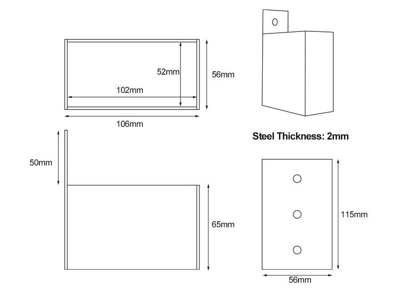 Pergola Top Rafter Bracket (Set of 8) For 100×50mm Timber by Loveliving