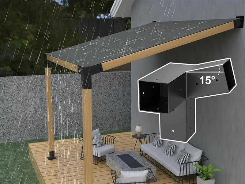 15°Slanted Wall Mount Pergola 3-way Bracket Kit by Loveliving