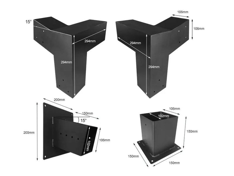 15°Slanted Wall Mount Pergola 3-way Bracket Kit by Loveliving