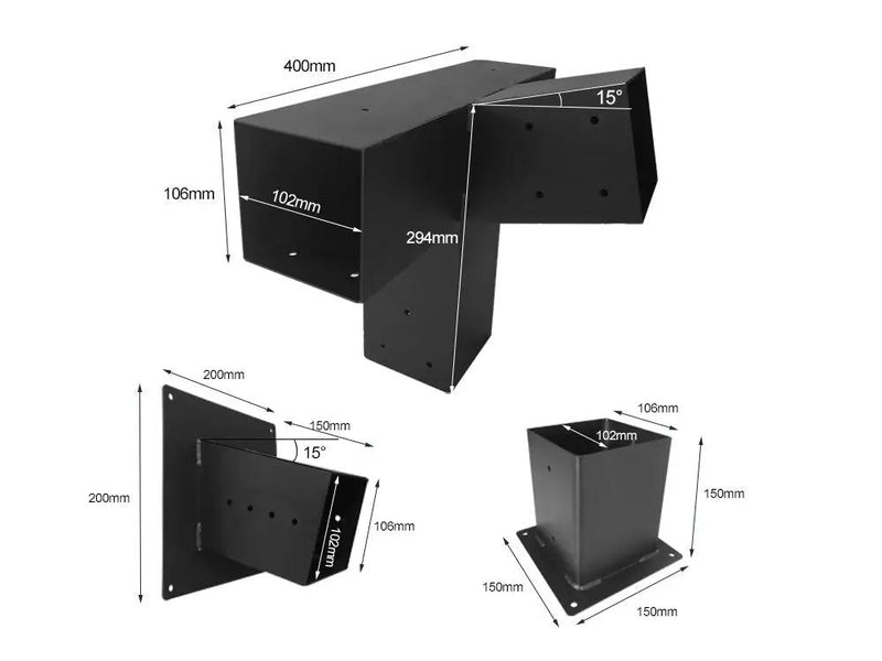 15°Slanted Wall Mount Pergola 4-way Bracket Kit by Loveliving